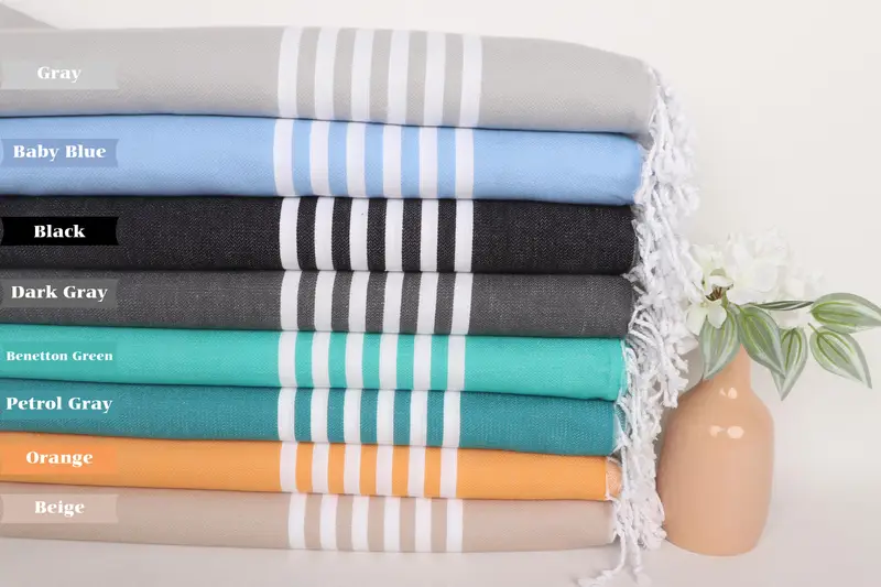 Luxury towel, Unique Gift, Eco-Friendly Turkish Towel, Turkish towel, Fringed Turkish towel for poolside, 70x40 Cotton Striped Towel, Travel towel - 1
