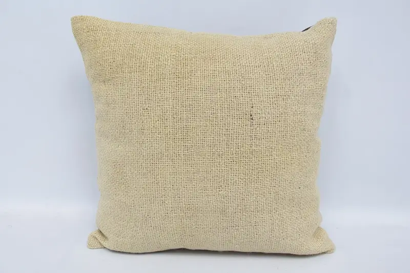 16x16 inch Throw Moroccan Cushion, Plaid WovenBeige Pillowcase - 1