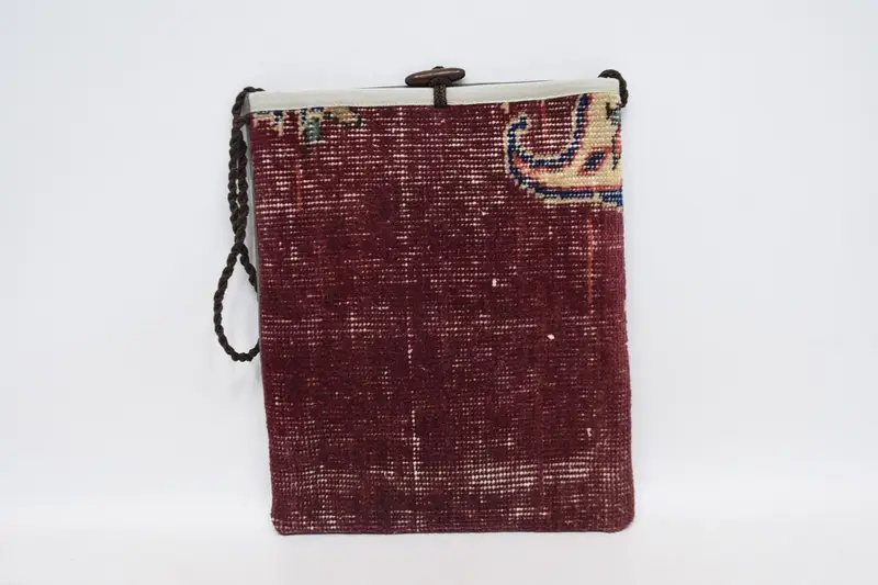 アールデコ調ウールショルダーバッグ ジッパー付き キリムバッグ