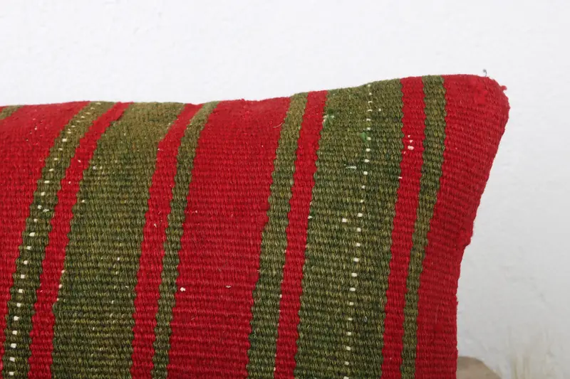 Chair Cushion Case, Interior Designer Pillow, Outdoor Patio Cushion, Pillow, Turkish Pillow, 12x24 Red Cushion Cover, Vintage Kilim Pillow - 5