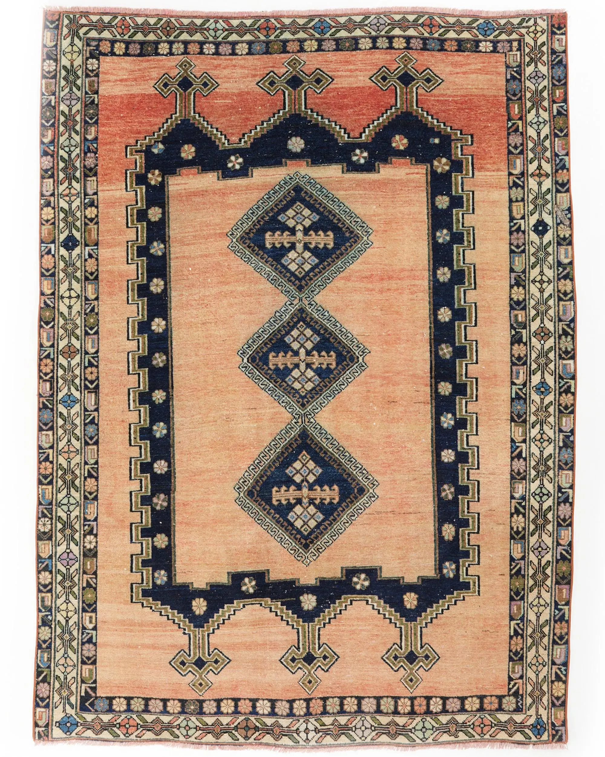 Vintage Turkish Area Rug 5.2x6.7 ft (157x205 cm), Orange Rug - 1