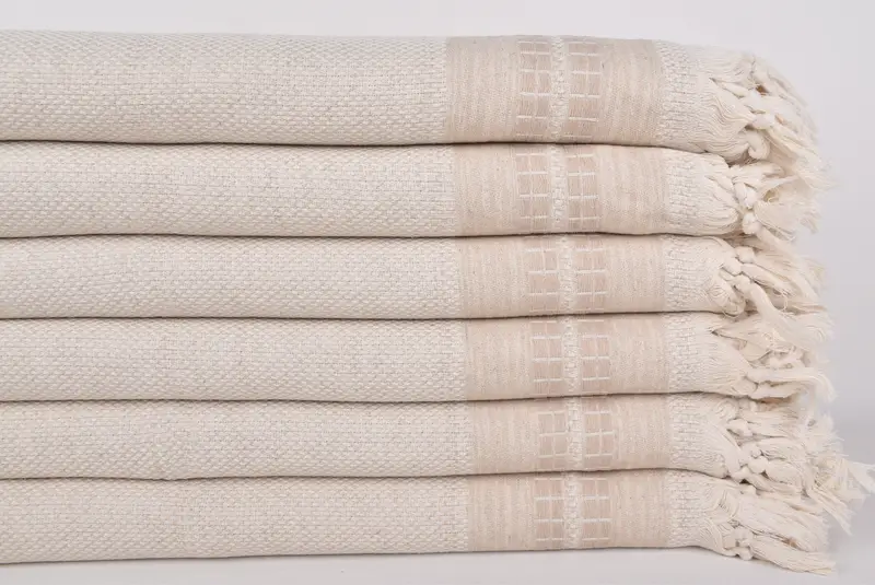 Bridal Shower Gift, Bachelorette Favor, Wedding Anniversary Gift, Woven Blanket, 96x94 Linen Striped Towel, Gift For Wedding Day, Tablecloth - 3