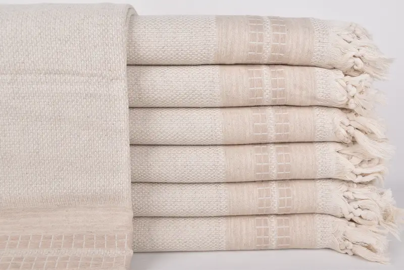Bridal Shower Gift, Bachelorette Favor, Wedding Anniversary Gift, Woven Blanket, 96x94 Linen Striped Towel, Gift For Wedding Day, Tablecloth - 1