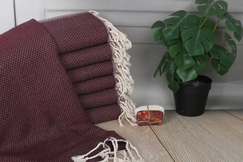 Personalized Burgundy Turkish Cotton Towel, 63x38 Inches
