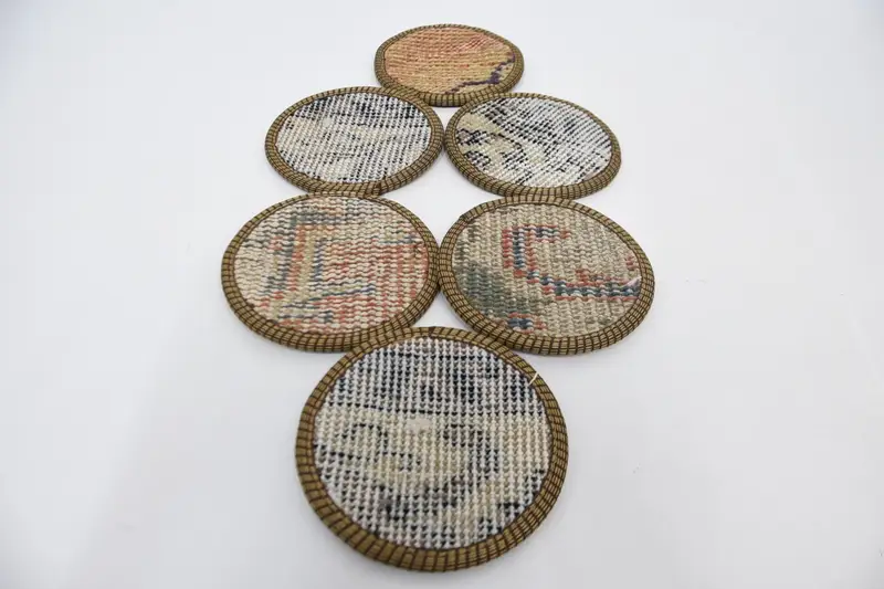 Blue and Orange Circle Coaster, Durable Rug Coaster