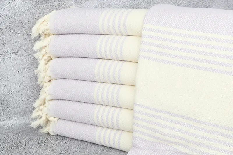 Striped Towel Summer Gift Lilac Cotton Towel, 40x71 Inches