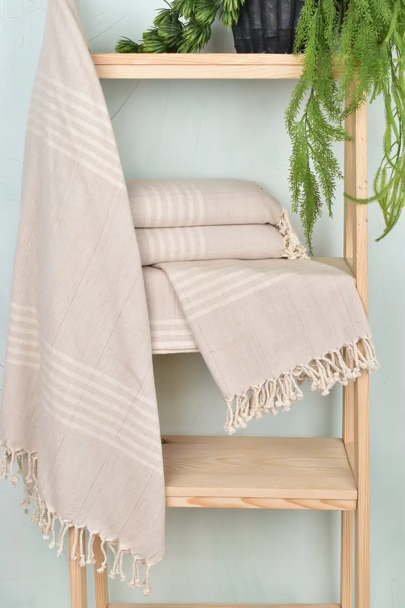 Wedding Gift, Embroidered Towel, Beach Theme Bachelorette Party Gifts, 70x40 Linen Striped Towel, Bridal Shower Favors, Gift For Coworker - 6