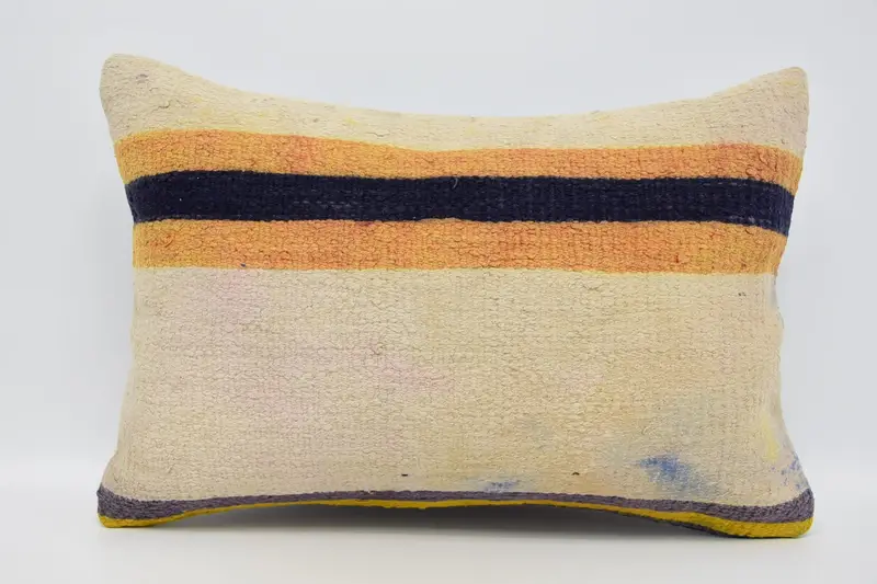 Handmade Kilim Cushion, 16x24 Beige Pillow Sham, Ethnical Kilim Rug Pillow, Ikat Pillow Sham, Vintage Kilim Throw Pillow, Cushion Cover - 1