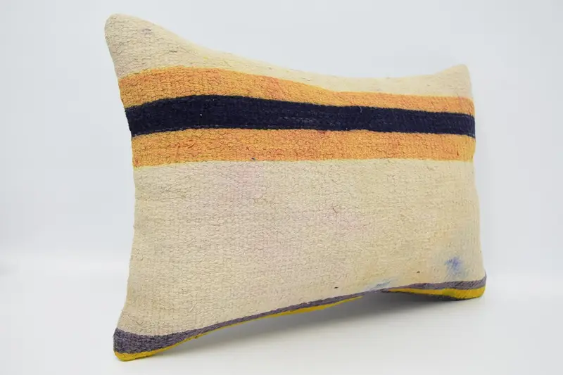 Handmade Kilim Cushion, 16x24 Beige Pillow Sham, Ethnical Kilim Rug Pillow, Ikat Pillow Sham, Vintage Kilim Throw Pillow, Cushion Cover - 3