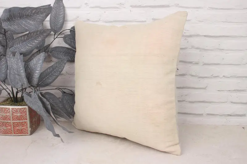 Gift Pillow, Vintage Kilim Pillow, 18x18 White Cushion Cover, Vintage Pillow, Neutral Pillow Case, Pillow Case, Neutral Cushion Case - 4