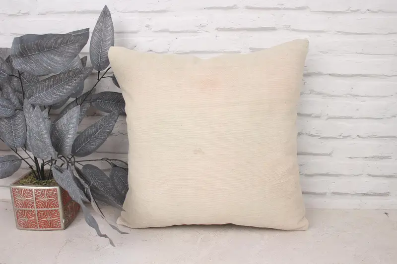 Gift Pillow, Vintage Kilim Pillow, 18x18 White Cushion Cover, Vintage Pillow, Neutral Pillow Case, Pillow Case, Neutral Cushion Case - 1