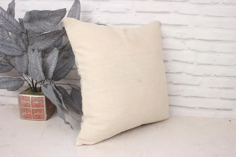 Gift Pillow, Vintage Kilim Pillow, 18x18 White Cushion Cover, Vintage Pillow, Neutral Pillow Case, Pillow Case, Neutral Cushion Case - 3