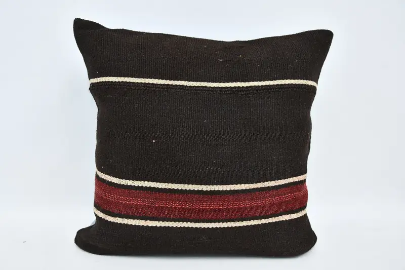 Turkish Kilim Pillow, Interior Designer Pillow, Ottoman Cushion Cover, Ethnical Kilim Rug Pillow, 20x20 Brown Pillow Case, Cushion Case - 1