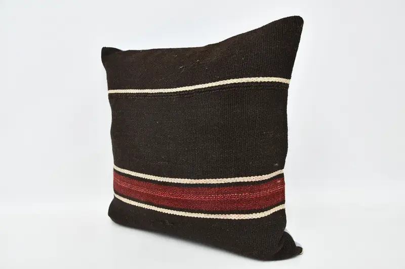 Turkish Kilim Pillow, Interior Designer Pillow, Ottoman Cushion Cover, Ethnical Kilim Rug Pillow, 20x20 Brown Pillow Case, Cushion Case - 4