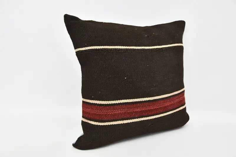 Turkish Kilim Pillow, Interior Designer Pillow, Ottoman Cushion Cover, Ethnical Kilim Rug Pillow, 20x20 Brown Pillow Case, Cushion Case - 3