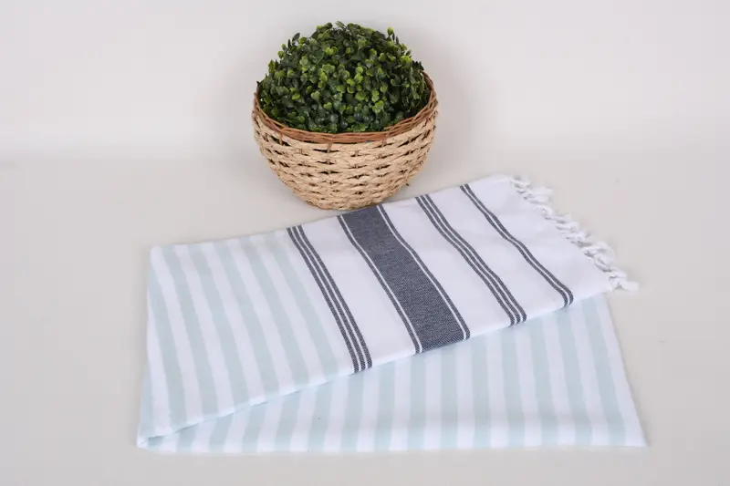 Turkish towel, 70x40 Cotton Striped Towel, Beach Towel Bulk, Sand-resistant Turkish towel for travel, Xmas Gifts, Peshtemal Towel, Embroidered Towel - 4