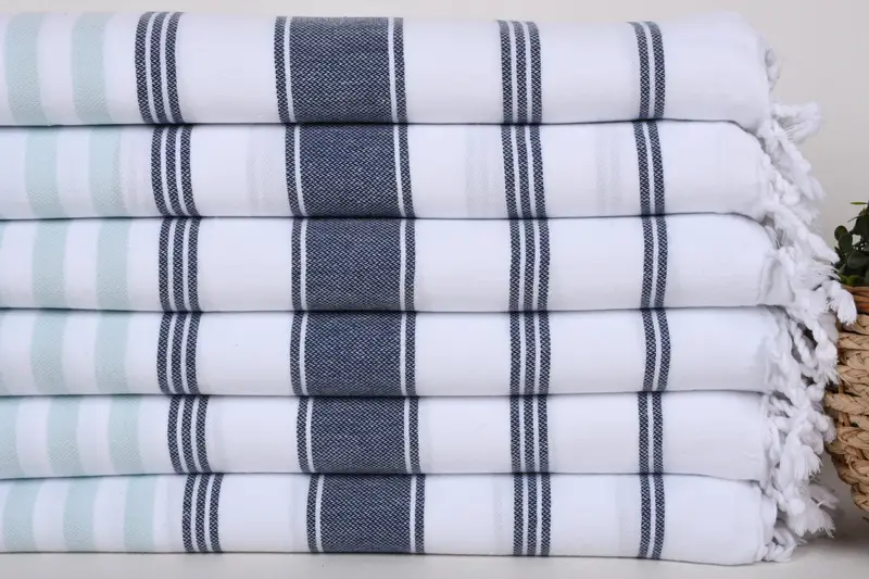 Turkish towel, 70x40 Cotton Striped Towel, Beach Towel Bulk, Sand-resistant Turkish towel for travel, Xmas Gifts, Peshtemal Towel, Embroidered Towel - 2