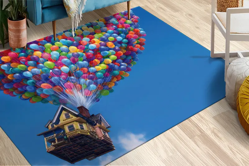 Bunter bedruckter Kinderteppich – trendige Kinderzimmerdekoration