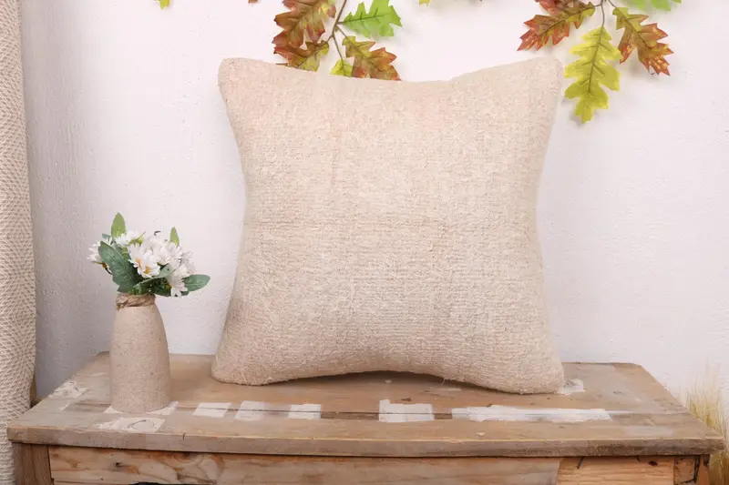 Home Decor Pillow, 18x18 White Pillow Cover, Kilim Pillow Cover, Cotton Cushion Case, Boho Pillow, Traditional Cushion, Cushion Cover - 1