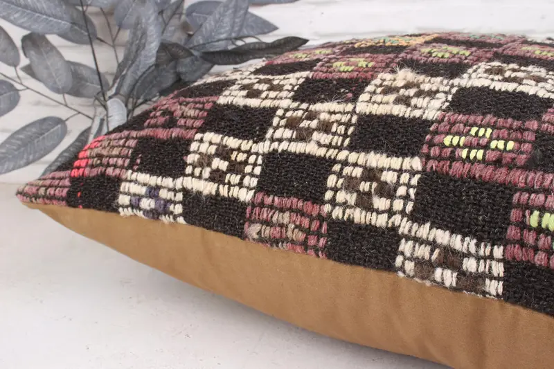 Kilim Cushion Sham, Vintage Kilim Pillow, Pillow Sham, Boho Pillow Sham Cover, Handwoven Pillow Cover Pillow Cover, 24x24 Brown Cushion - 7