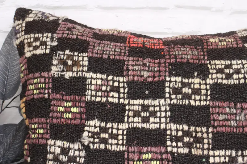 Kilim Cushion Sham, Vintage Kilim Pillow, Pillow Sham, Boho Pillow Sham Cover, Handwoven Pillow Cover Pillow Cover, 24x24 Brown Cushion - 2