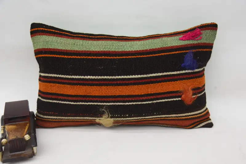 Bench Cushion Case, 12x20 Brown Pillow Cover, Interior Designer Pillow, Antique Pillows, Vintage Kilim Pillow, Custom Pillow Cover, Cushion Cover - 1