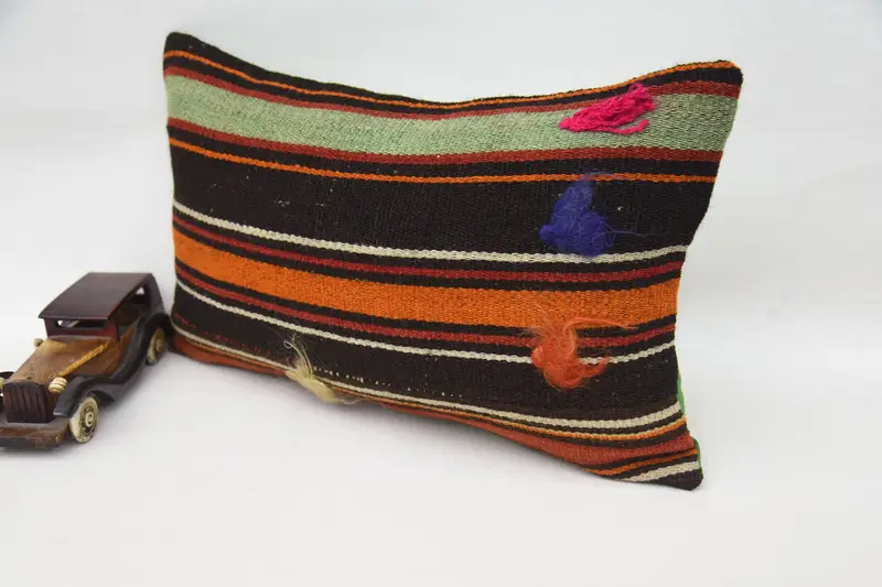 Bench Cushion Case, 12x20 Brown Pillow Cover, Interior Designer Pillow, Antique Pillows, Vintage Kilim Pillow, Custom Pillow Cover, Cushion Cover - 3