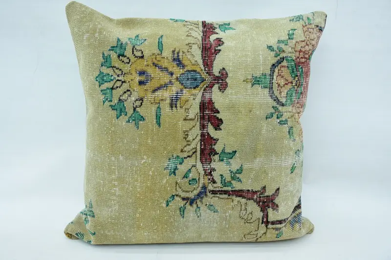 Kilim Pillow, Pillow Case, Toss Cushion Cover, Outdoor Patio Cushion Cover, Antique Pillows, 32x32 Beige Pillow, Vintage Kilim Pillow - 1