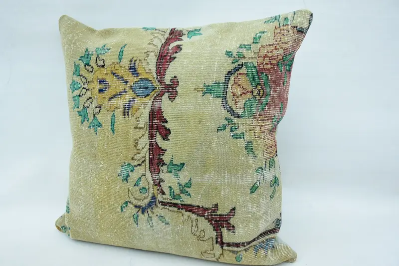Kilim Pillow, Pillow Case, Toss Cushion Cover, Outdoor Patio Cushion Cover, Antique Pillows, 32x32 Beige Pillow, Vintage Kilim Pillow - 3