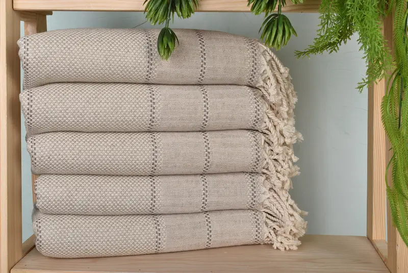 Bridesmaid Personalized Turkish Towel, Brown-Beige Linen, 70x40 inches