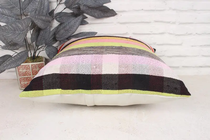 18x18 Pink Cushion Case, Kilim Pillow Cover, Ethnical Kilim Rug Pillow, Pillow Cover, Vintage Kilim Throw Pillow, Boho Throw Pillow Case - 5