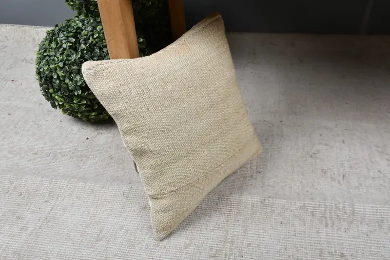 Throw Kilim Pillow, Pillow Case, Gift Pillow, Morroccon Kilim Cushion Pillow Cover, 12x12 Beige Cushion, Ethnical Kilim Rug Pillow - 7