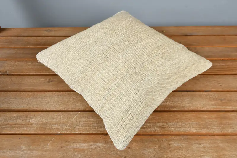 Throw Kilim Pillow, Pillow Case, Gift Pillow, Morroccon Kilim Cushion Pillow Cover, 12x12 Beige Cushion, Ethnical Kilim Rug Pillow - 2