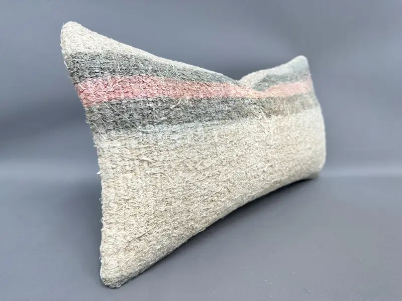 Office Chair Pillow Case, Antique Pillows, Turkish Kilim Pillow, Bolster Throw Cushion Cover, Gift Pillow, Cushion Case, 10x20 Beige Pillow Sham - 2