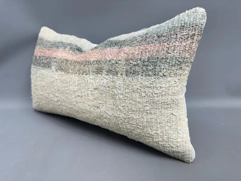 Office Chair Pillow Case, Antique Pillows, Turkish Kilim Pillow, Bolster Throw Cushion Cover, Gift Pillow, Cushion Case, 10x20 Beige Pillow Sham - 3