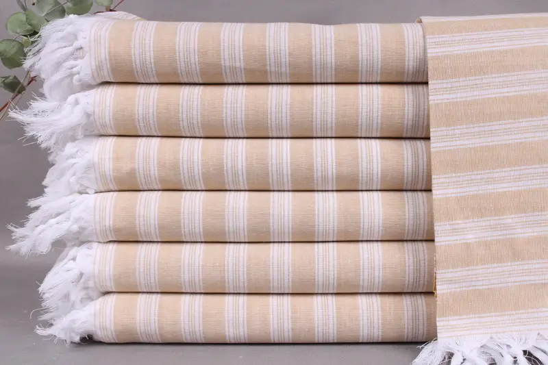 Turkish Towel Beach Mustard Striped, 40x71 Inches, Personalizable