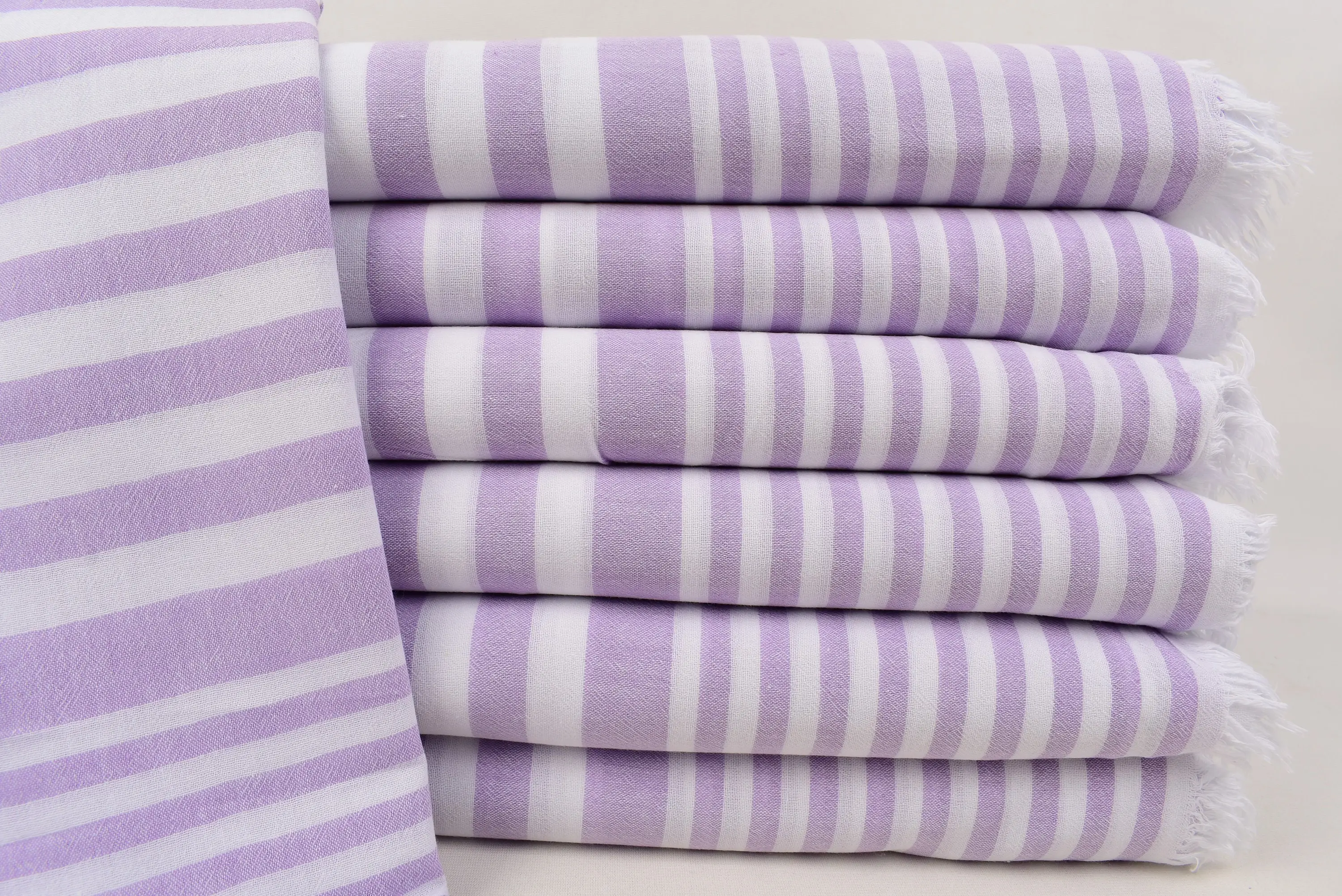 Bridesmaid Gift Turkish Cotton Towel, Red with Beige Stripes, 67x40 Inches - 1