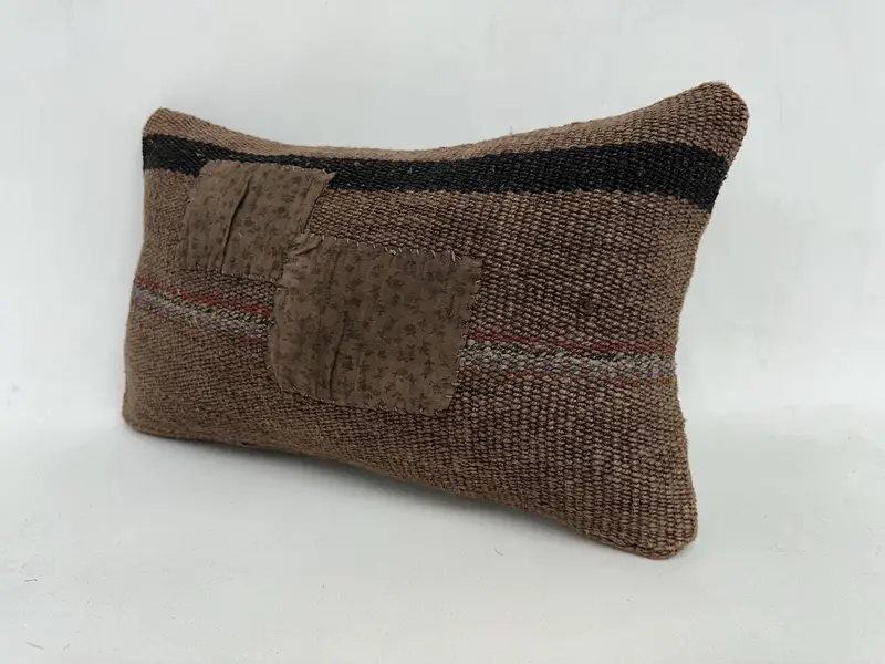 Crochet Pattern Pillow Case, Home Decor Pillow, Pillow for Couch, Interior Designer Pillow, 12x20 Brown Pillow Sham, Tapestry Cushion, Cushion Cover - 4
