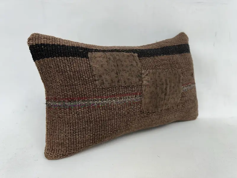 Crochet Pattern Pillow Case, Home Decor Pillow, Pillow for Couch, Interior Designer Pillow, 12x20 Brown Pillow Sham, Tapestry Cushion, Cushion Cover - 3