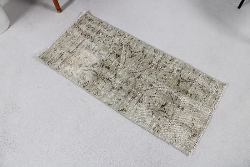 Vintage 1.7x3.8 ft Rug, Turkish Small Rug, Gray Rug - 1