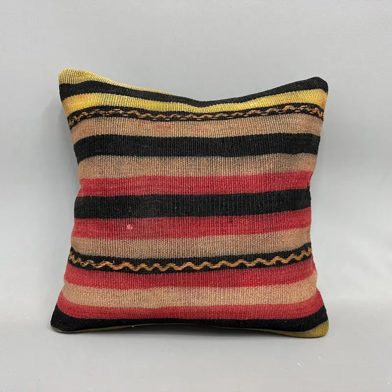 18x18 Brown Cushion, Gift Pillow, Bolster Pillow, Kilim Pillow, Knitted Cushion Cover, Pillow Case, Kilim Pillow Cover, Kilim Rug Cushion Case - 4