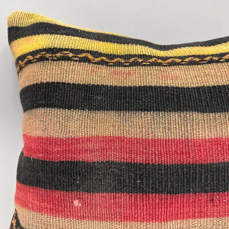 18x18 Brown Cushion, Gift Pillow, Bolster Pillow, Kilim Pillow, Knitted Cushion Cover, Pillow Case, Kilim Pillow Cover, Kilim Rug Cushion Case - 5