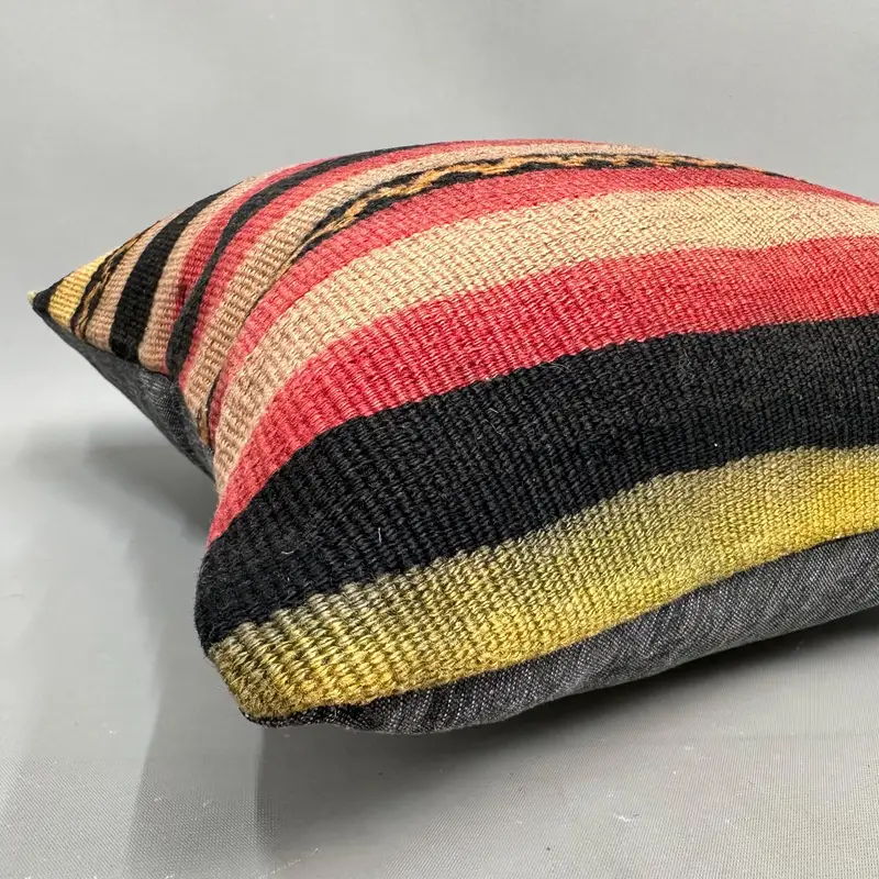 18x18 Brown Cushion, Gift Pillow, Bolster Pillow, Kilim Pillow, Knitted Cushion Cover, Pillow Case, Kilim Pillow Cover, Kilim Rug Cushion Case - 6