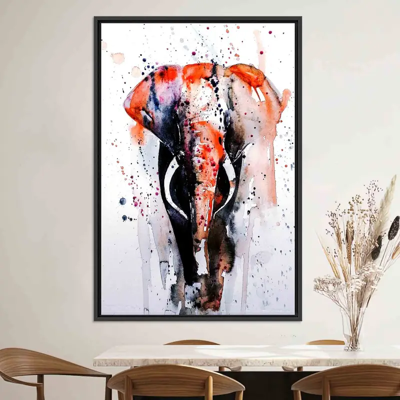 Moderne Safari-Elefant-Leinwand: farbenfrohe, abstrakte, zeitgenössische Kunst