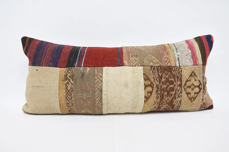 Cushion, One Of A Kind Pillow Sham, Kilim Cushion Sham, 16x36 Orange Pillow Cover, Kilim Pillow, Garden Cushion Cover, Throw Kilim Pillow - 1