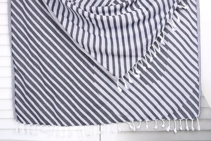 Best Friend Gift Turkish Beach Towel Black Cotton 40x71 Inches