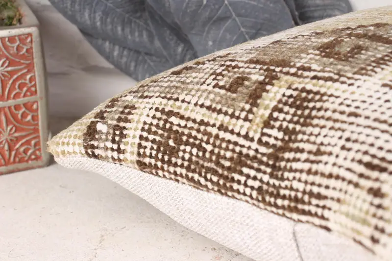 Outdoor Throw Pillow Cover, Kilim Pillow, Throw Kilim Pillow, Cushion Case, 12x12 Beige Pillow, Boho Pillow Sham Cover, Sofa Bolster Pillow Cover - 7