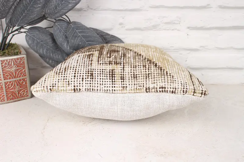 Outdoor Throw Pillow Cover, Kilim Pillow, Throw Kilim Pillow, Cushion Case, 12x12 Beige Pillow, Boho Pillow Sham Cover, Sofa Bolster Pillow Cover - 5