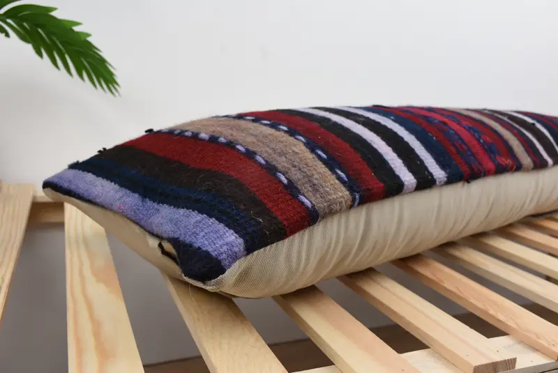 Pillow Case, Designer Throw Cushion, Kilim Cushion Sham, Interior Designer Pillow, 12x48 Brown Cushion Cover, Throw Kilim Pillow - 6