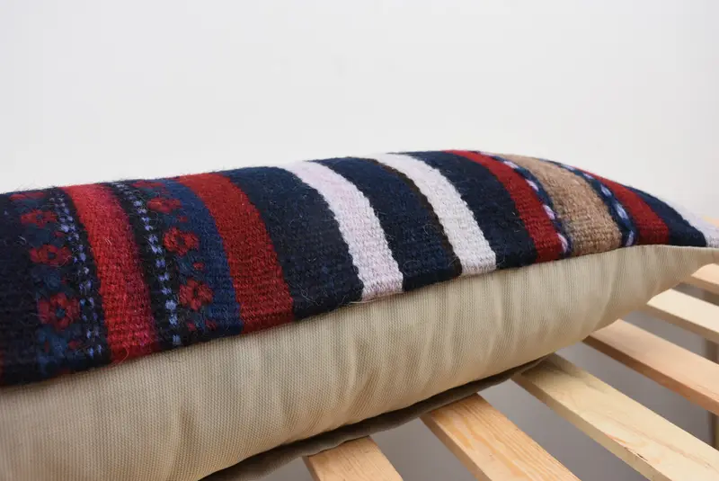 Pillow Case, Designer Throw Cushion, Kilim Cushion Sham, Interior Designer Pillow, 12x48 Brown Cushion Cover, Throw Kilim Pillow - 7
